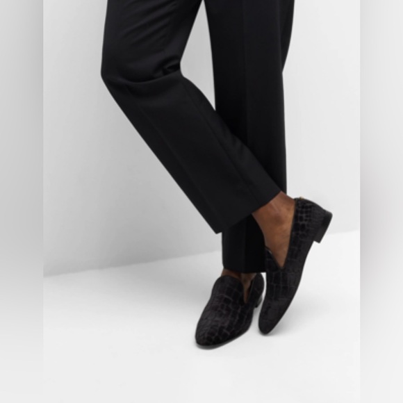 💯 - New Authentic Versace Men Croc Embossed Calfskin Smoking Slipper - Picture 4 of 16